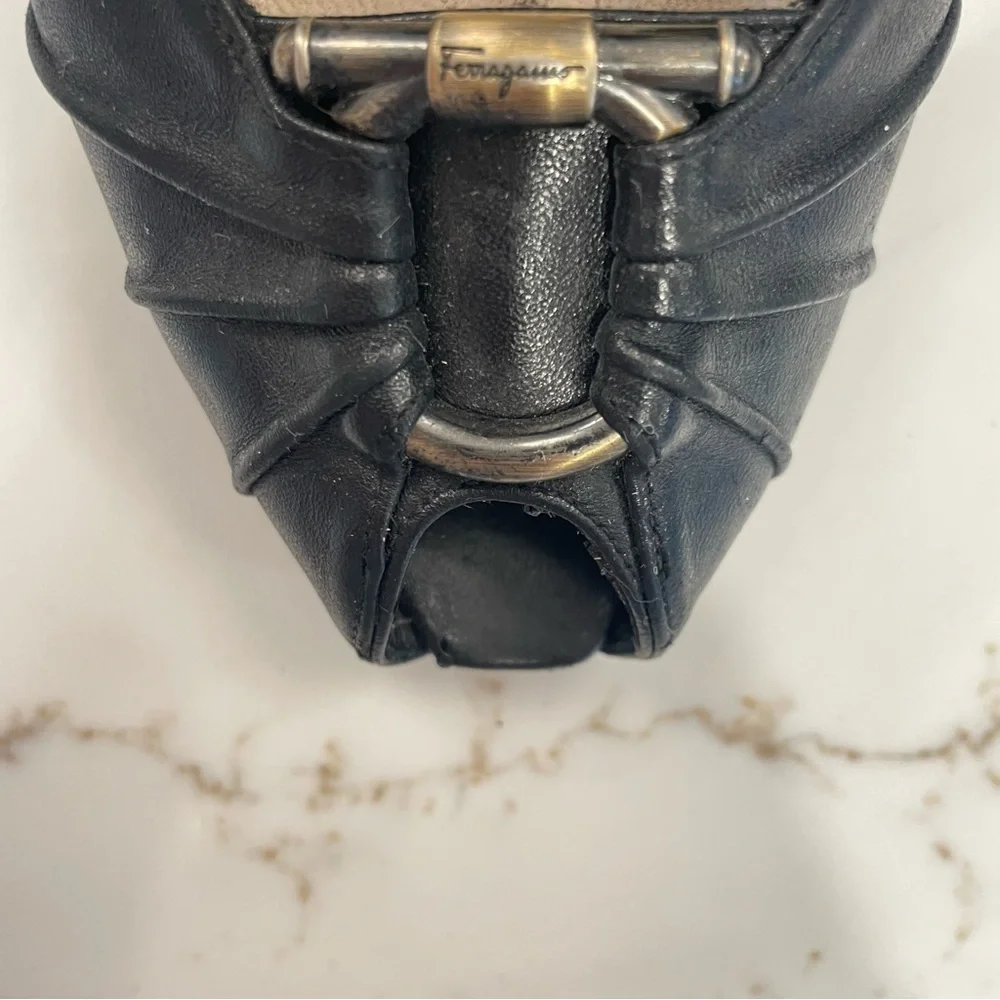 SALVATORE FERRAGAMO Black Peep Toe Heels! - Picture 8 of 10